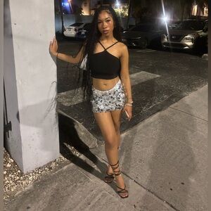 Sparkly silver mini skirt